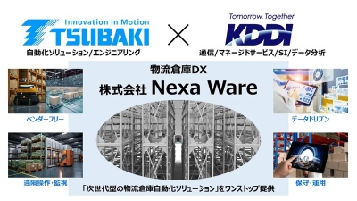 物流倉庫の自動化ソリューションを提供する合弁会社を設立／椿本チエイン、KDDI