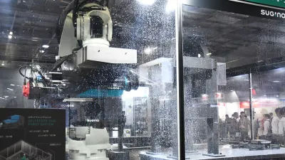 ロボットがアルミ合金を切削加工／スギノマシン